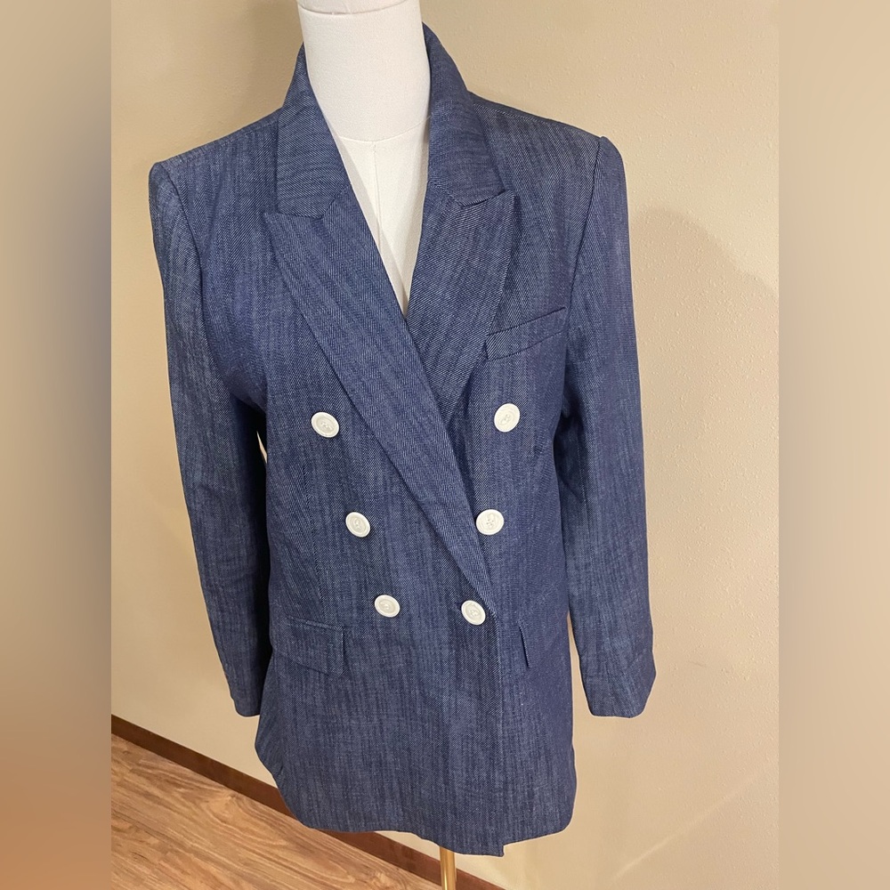 LOFT Navy Blazer with Cream Accents